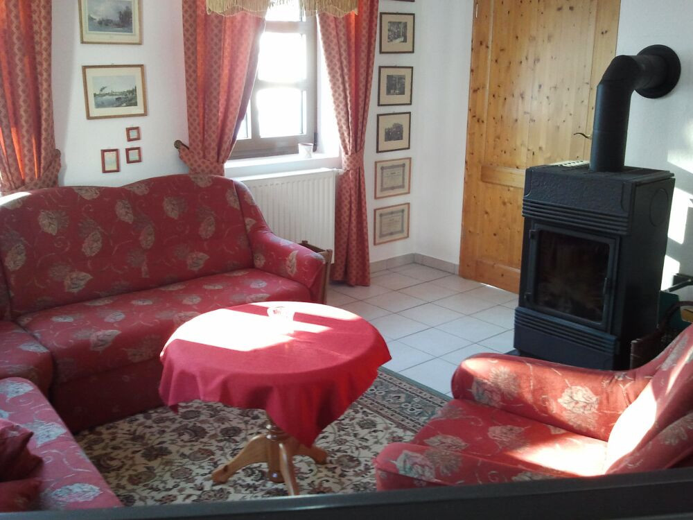 Wohnzimmer mit Kamin - Ferienwohnung im Erzgebirge